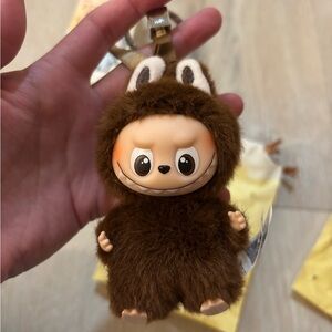 Labubu Pin for Love - L Brown Plush Pendant